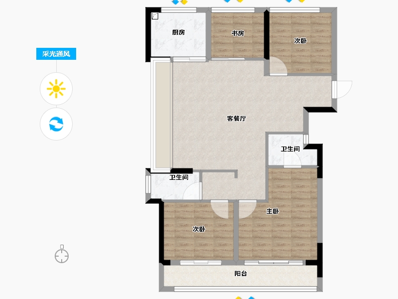 浙江省-杭州市-绿城江上臻园-100.00-户型库-采光通风