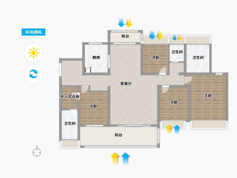 江苏省-南京市-雅居乐汇港城-153.61-户型库-采光通风