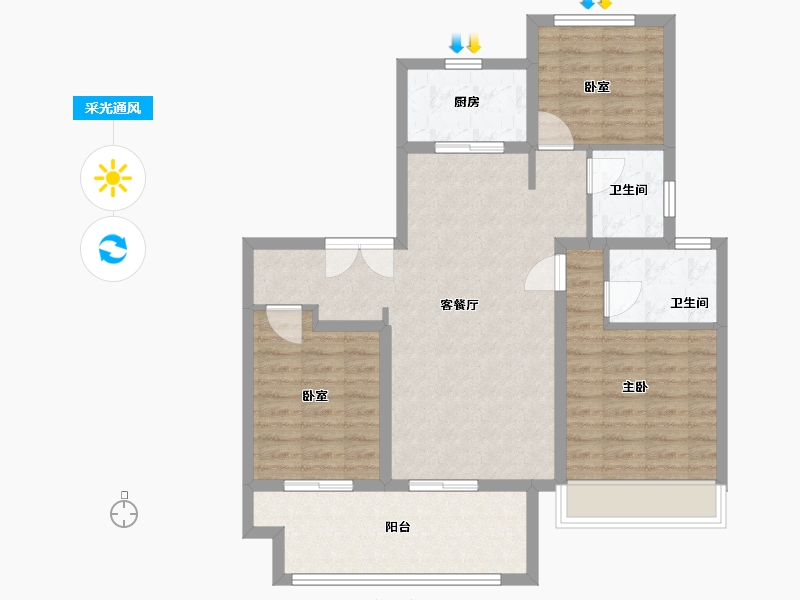 河南省-焦作市-建业新筑-87.19-户型库-采光通风