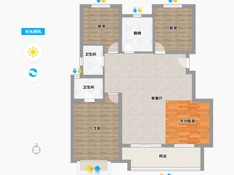 安徽省-合肥市-中海世家-103.83-户型库-采光通风