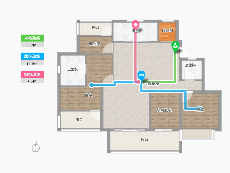 安徽省-合肥市-万科苏高新中央公园-108.80-户型库-动静线