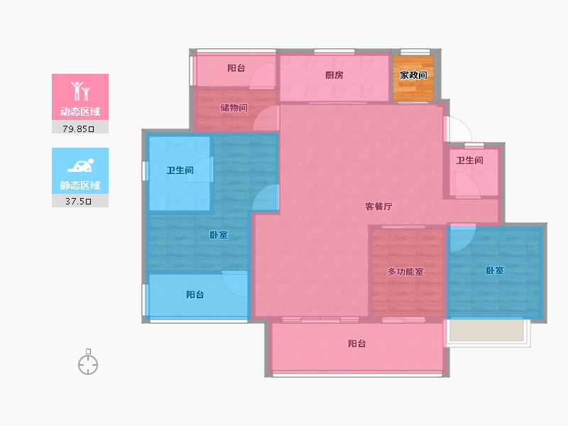 安徽省-合肥市-万科苏高新中央公园-108.80-户型库-动静分区