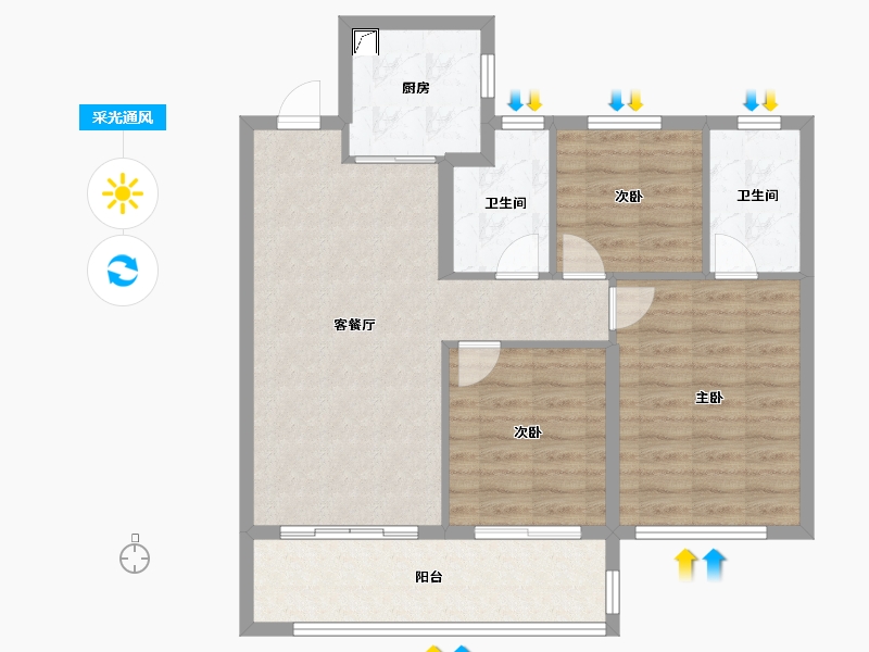 江苏省-南京市-长江时代1516-84.00-户型库-采光通风