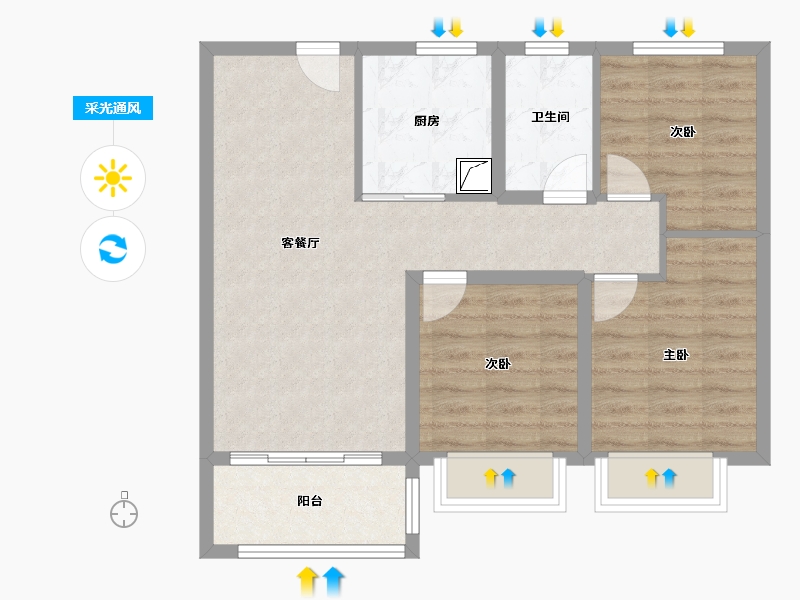 江苏省-南京市-锦绣樾江府-71.20-户型库-采光通风