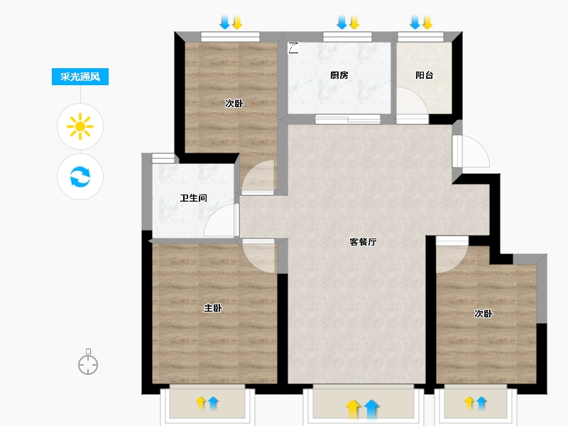 天津-天津市-中建城-62.17-户型库-采光通风