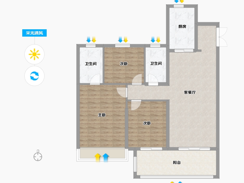 江苏省-南京市-雅居乐汇港城-100.01-户型库-采光通风