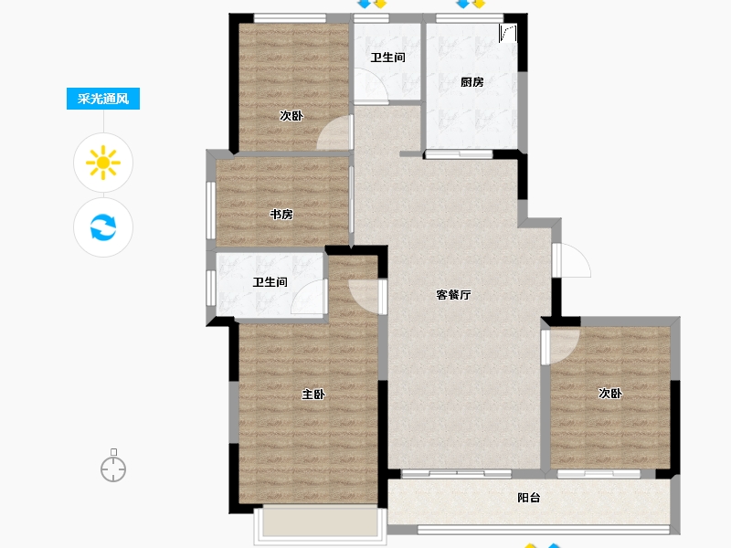 浙江省-杭州市-绿城江上臻园-115.00-户型库-采光通风