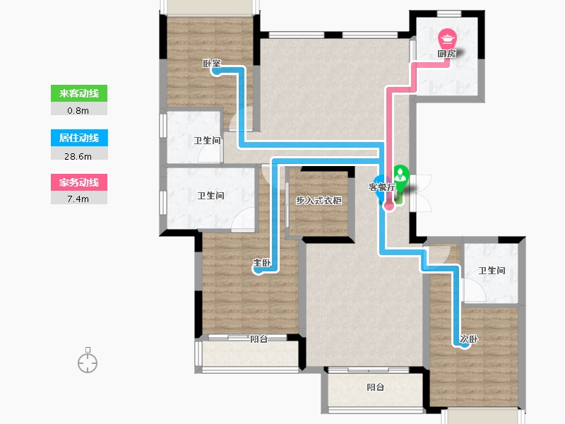 浙江省-杭州市-葛洲坝龙湖中杭府-128.00-户型库-动静线