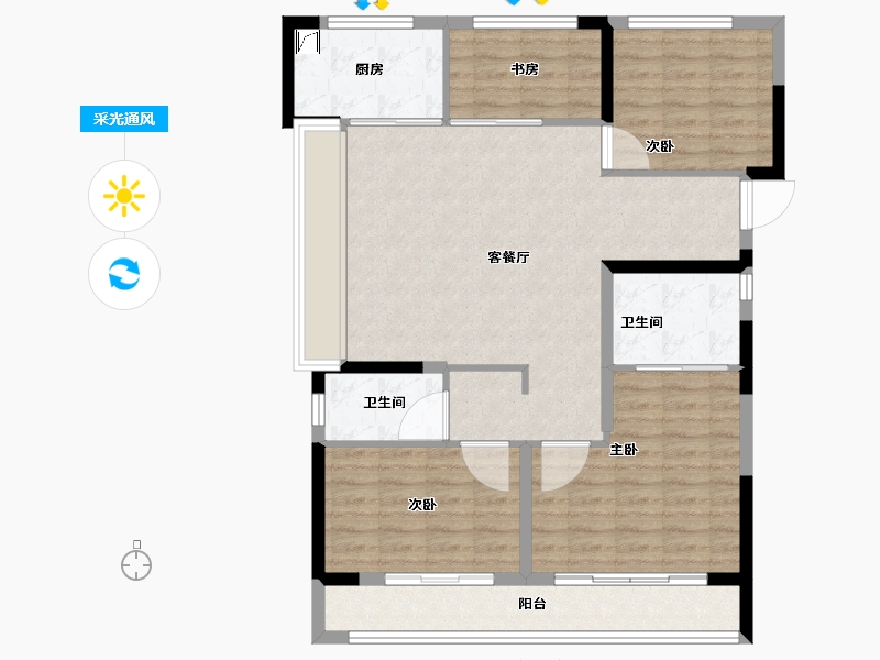 浙江省-杭州市-绿城桂语新月-101.01-户型库-采光通风