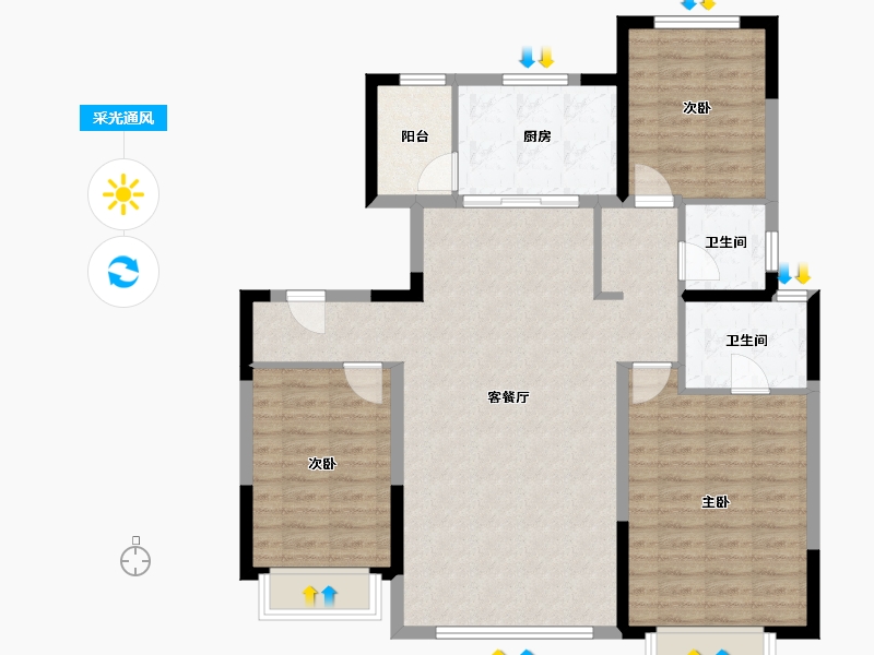 天津-天津市-天保·九如品筑-104.01-户型库-采光通风