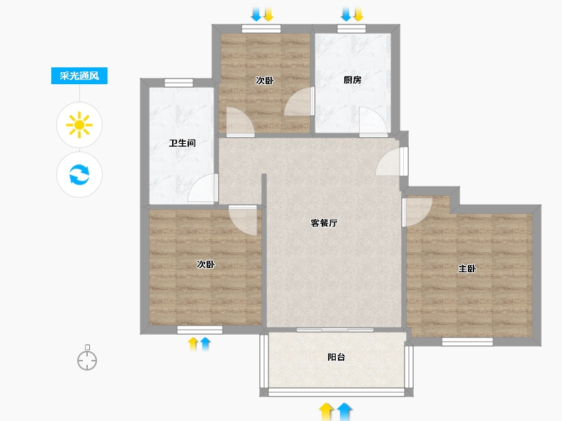 上海-上海市-三林新村-68.00-户型库-采光通风