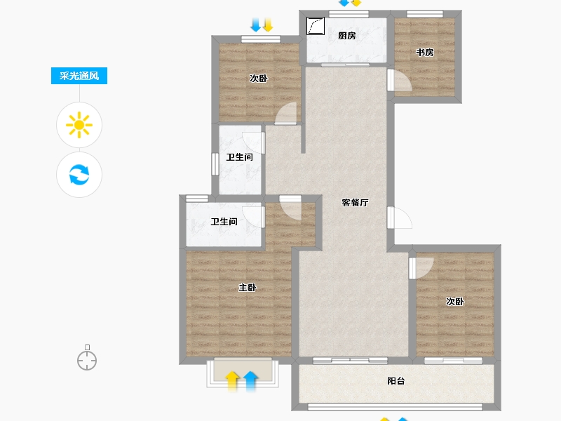 江苏省-南京市-佳兆业悦峰府-103.21-户型库-采光通风