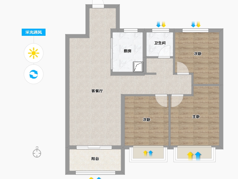 江苏省-南京市-佳兆业悦峰府-76.00-户型库-采光通风