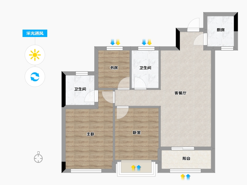 浙江省-杭州市-千岛湖桂语江南-71.64-户型库-采光通风