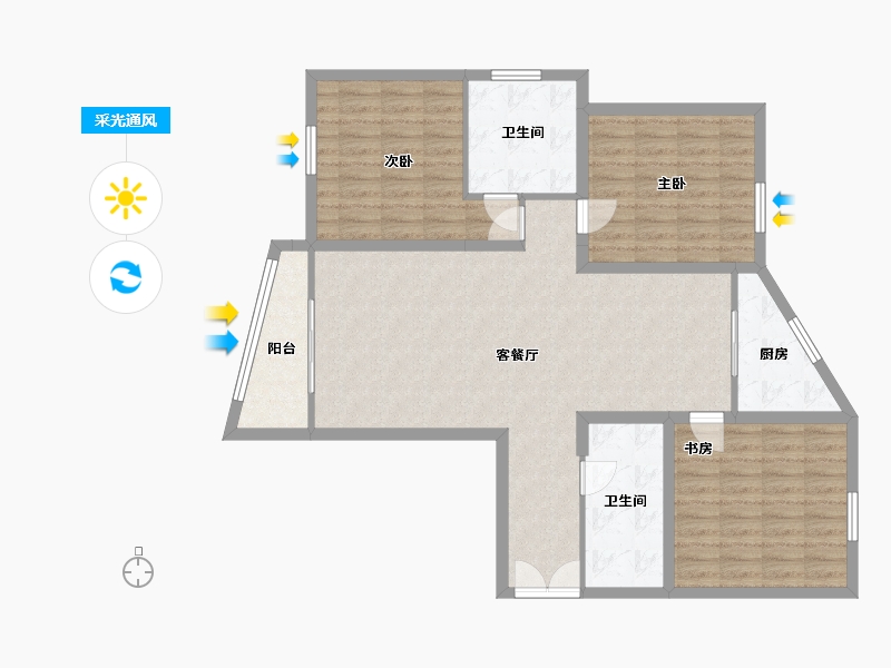 青海省-西宁市-海宏壹号-A区-109.00-户型库-采光通风