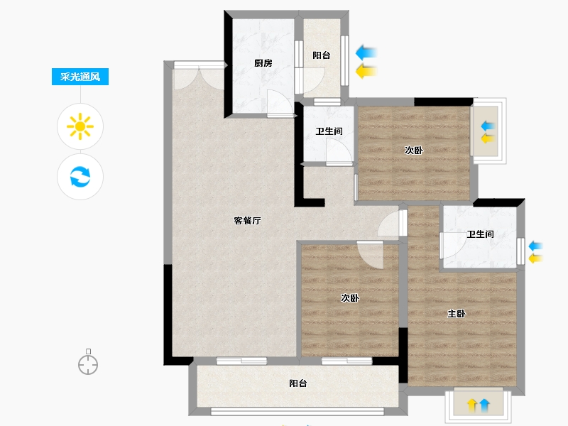 四川省-成都市-西郡英华四期-90.00-户型库-采光通风