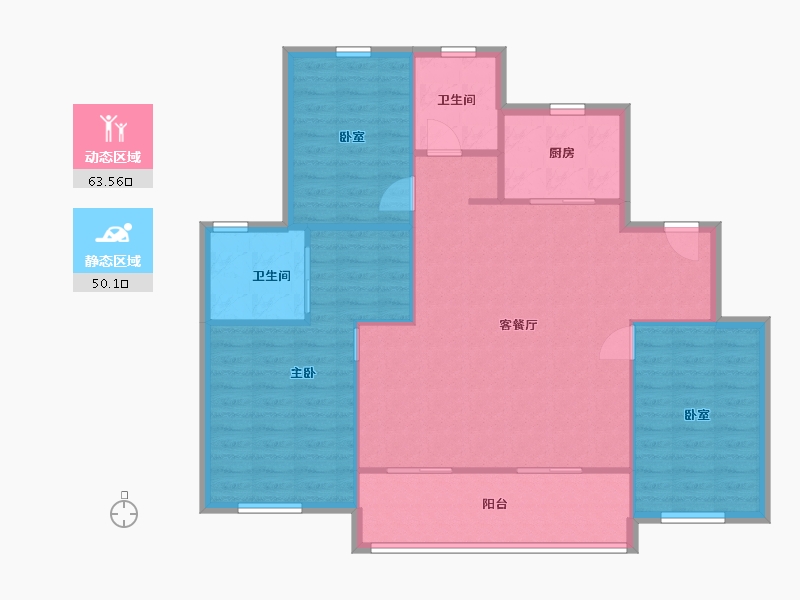 江苏省-苏州市-苏悦湾-94.55-户型库-动静分区