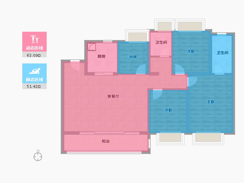 江苏省-南京市-锦绣樾江府-102.41-户型库-动静分区