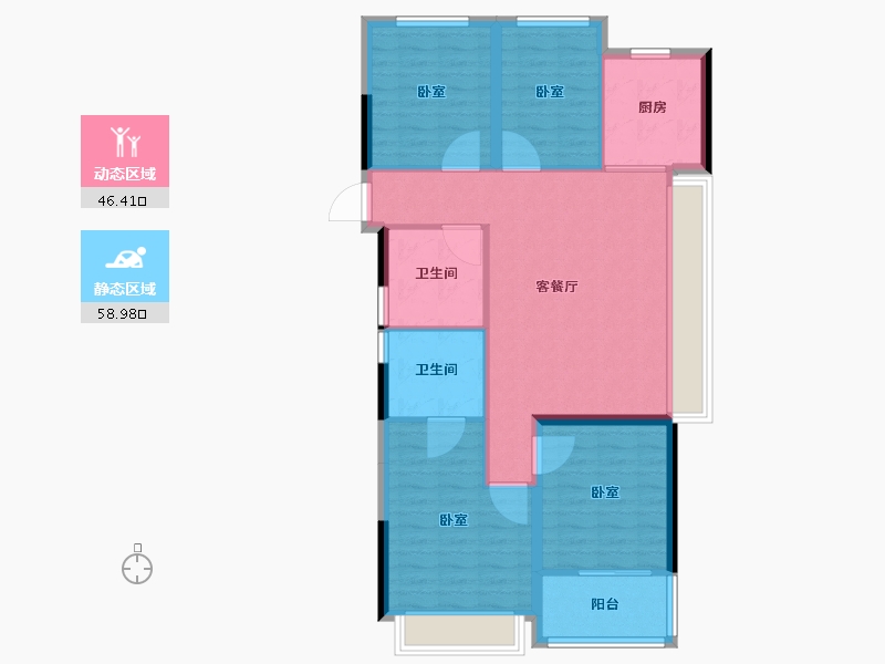 浙江省-杭州市-东傲城-95.20-户型库-动静分区