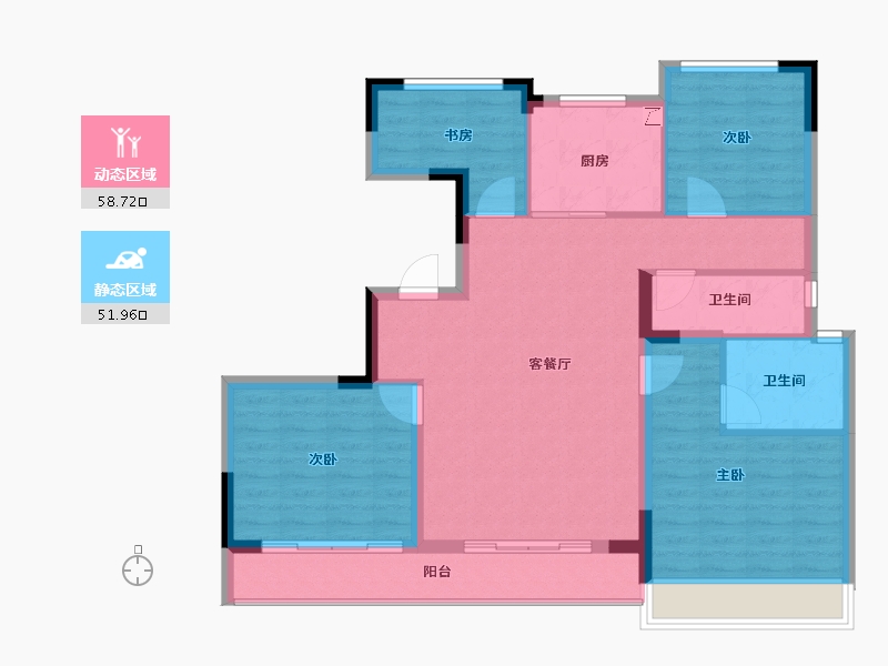 浙江省-杭州市-绿城江上臻园-100.00-户型库-动静分区