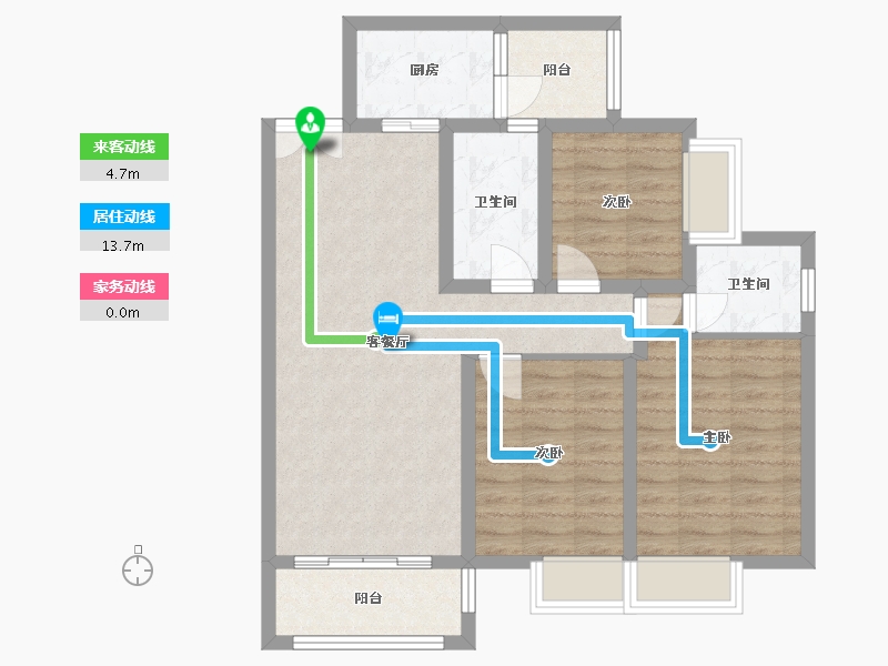 贵州省-遵义市-龙城御景-88.80-户型库-动静线