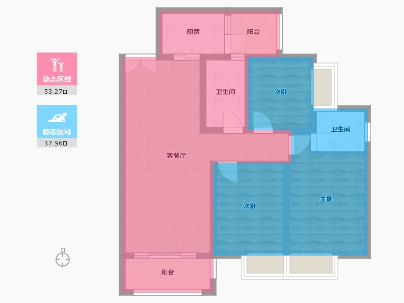 贵州省-遵义市-龙城御景-88.80-户型库-动静分区