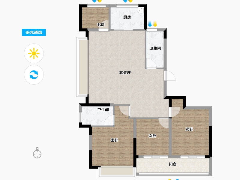 浙江省-杭州市-绿城江上臻园-115.00-户型库-采光通风