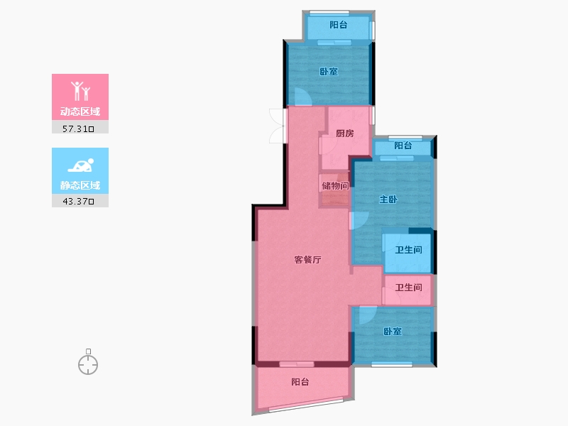 浙江省-杭州市-千岛湖桂语江南-89.62-户型库-动静分区