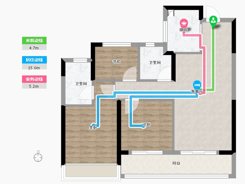 浙江省-杭州市-绿城桂语新月-77.00-户型库-动静线