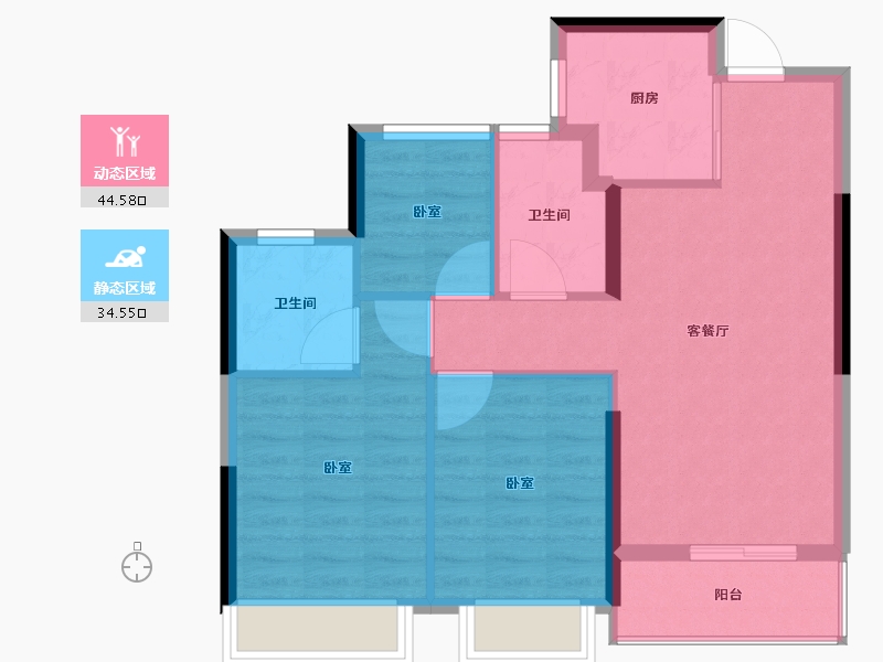 浙江省-杭州市-东傲城-71.20-户型库-动静分区