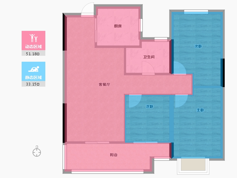 浙江省-杭州市-三迪·枫丹雅居-76.00-户型库-动静分区