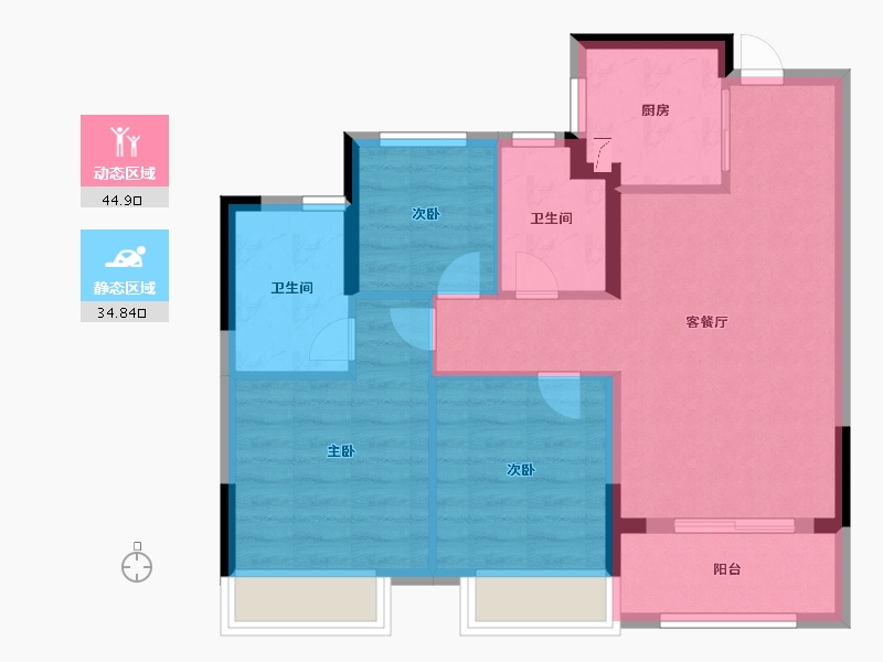 浙江省-杭州市-辰春澜城-71.00-户型库-动静分区