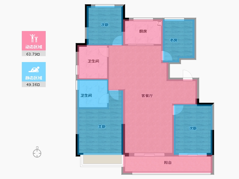 浙江省-杭州市-绿城江上臻园-102.00-户型库-动静分区