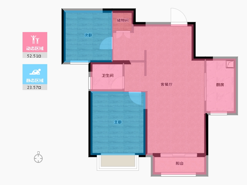 天津-天津市-华远景瑞·海蓝城-68.03-户型库-动静分区