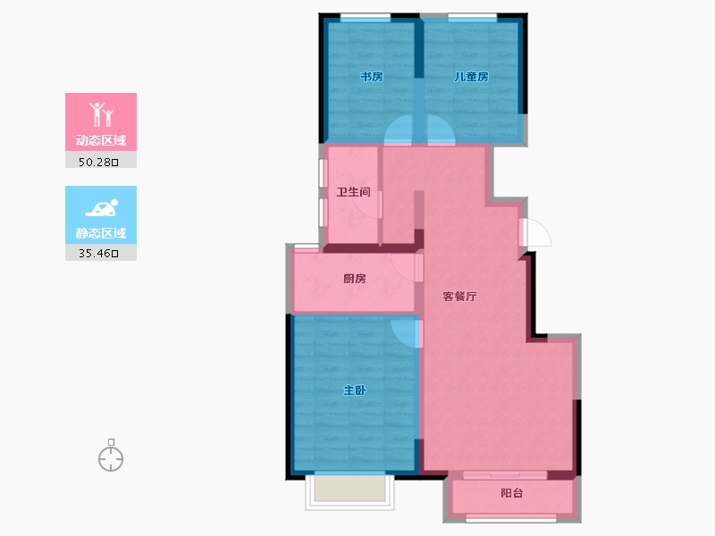 天津-天津市-华远景瑞·海蓝城-76.13-户型库-动静分区