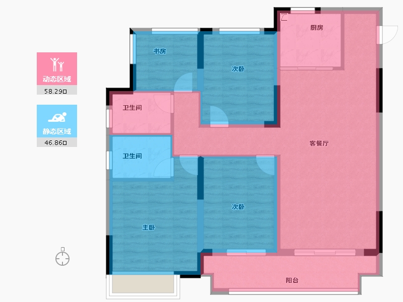 浙江省-杭州市-弘元江山潮鸣-94.00-户型库-动静分区