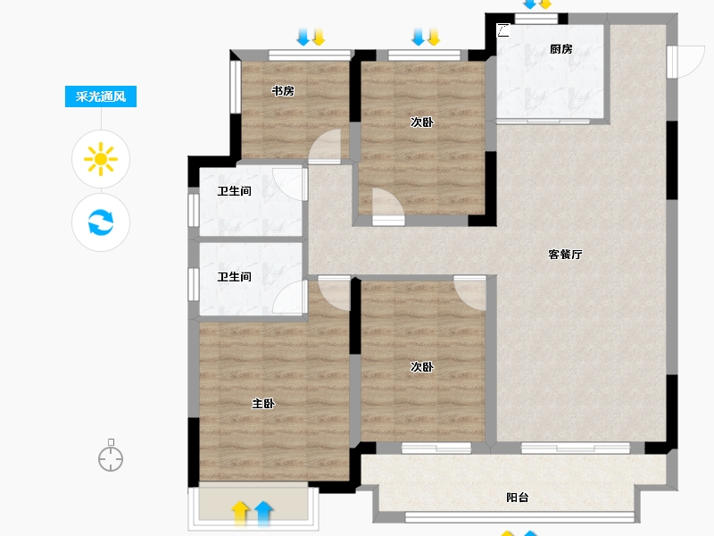 浙江省-杭州市-弘元江山潮鸣-94.00-户型库-采光通风