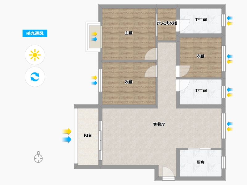 山东省-莱芜市-滨河学府-96.00-户型库-采光通风