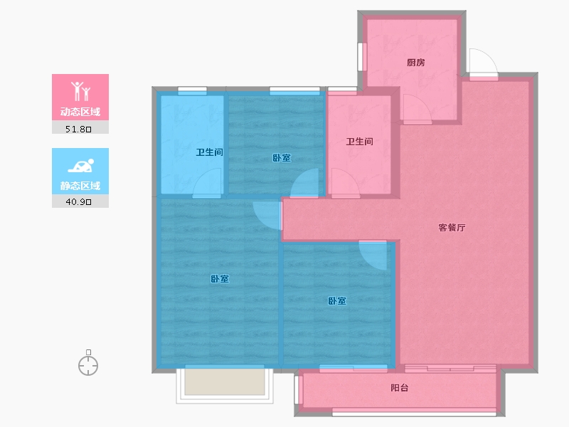 天津-天津市-新城玺樾潮鸣-83.83-户型库-动静分区