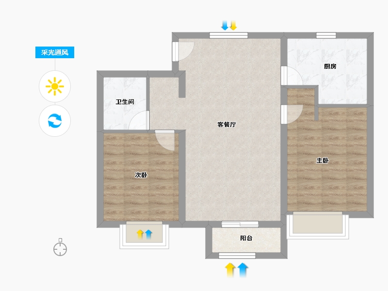 天津-天津市-中海国际公园城-68.00-户型库-采光通风