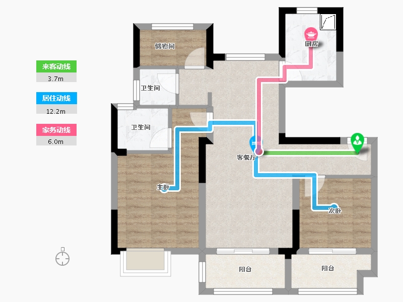 江苏省-南京市-北京城建西华龙樾-70.40-户型库-动静线