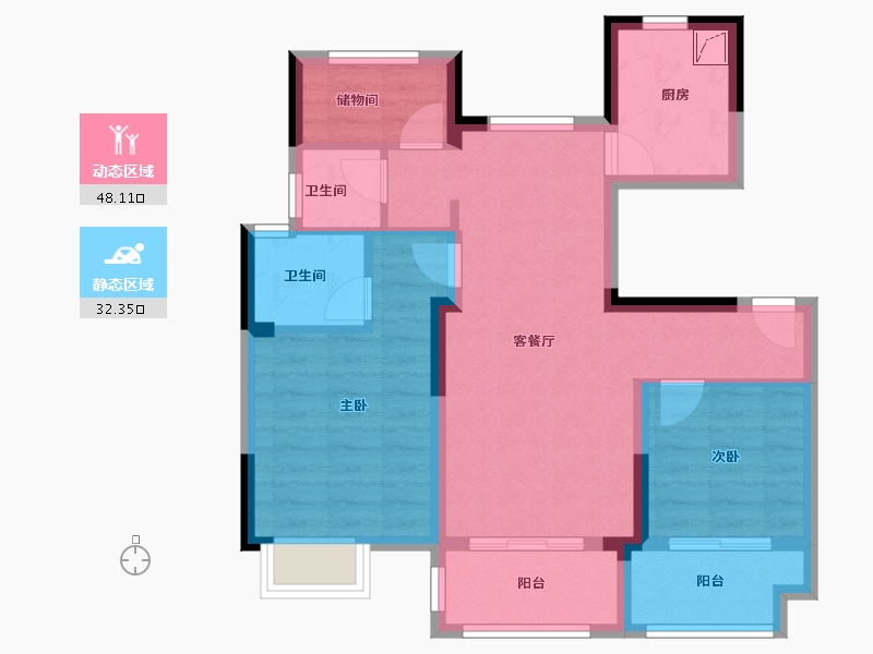 江苏省-南京市-北京城建西华龙樾-70.40-户型库-动静分区