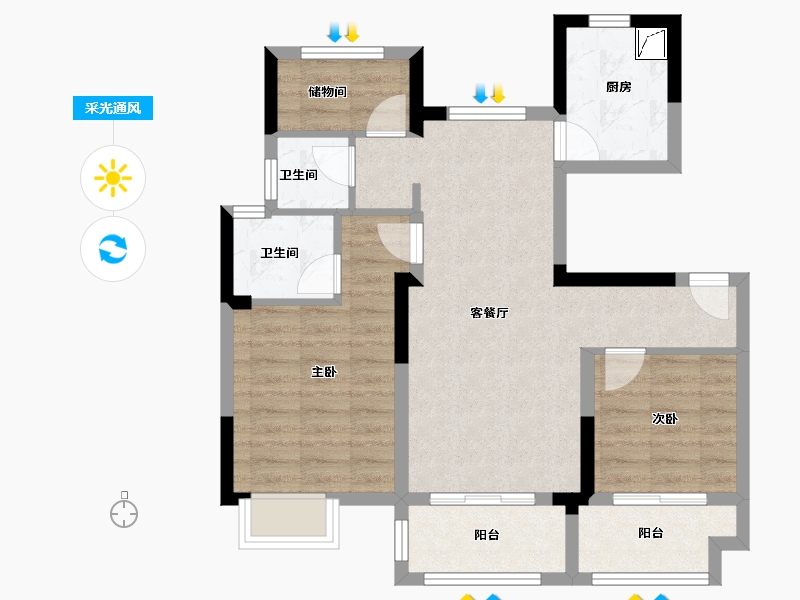 江苏省-南京市-北京城建西华龙樾-70.40-户型库-采光通风