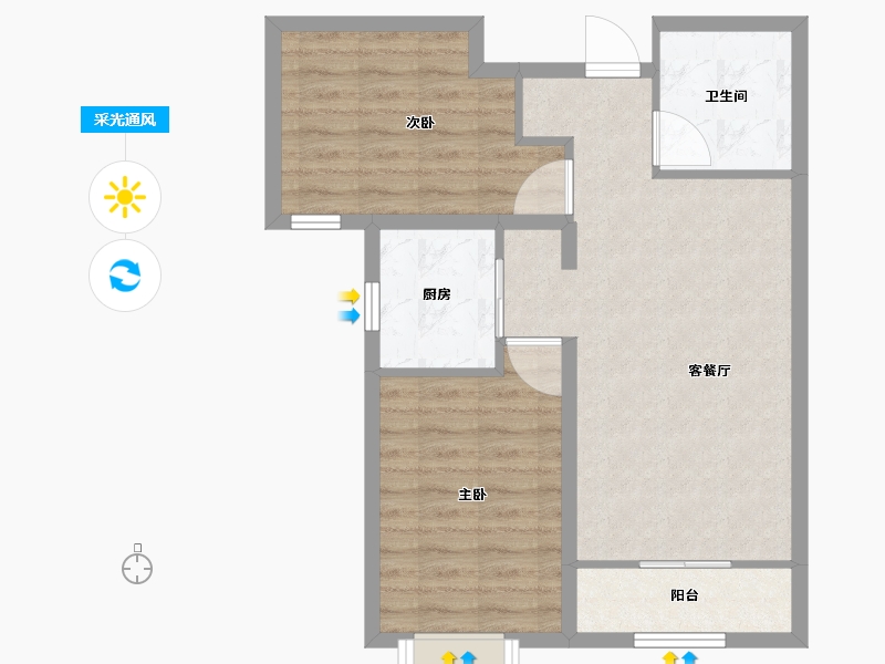 河北省-保定市-鹏渤·印象城-64.99-户型库-采光通风