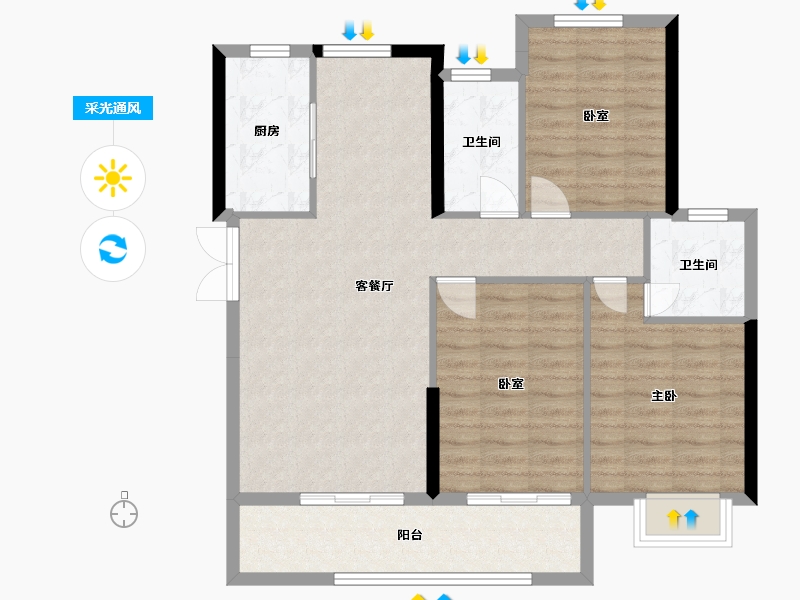 湖北省-天门市-汉旺世纪城-100.00-户型库-采光通风