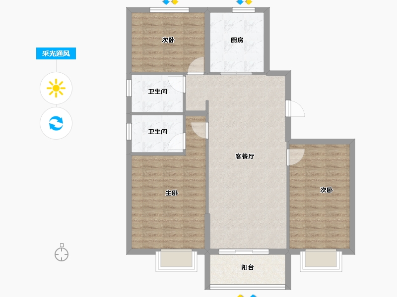 天津-天津市-碧桂园力高·理想海-95.20-户型库-采光通风