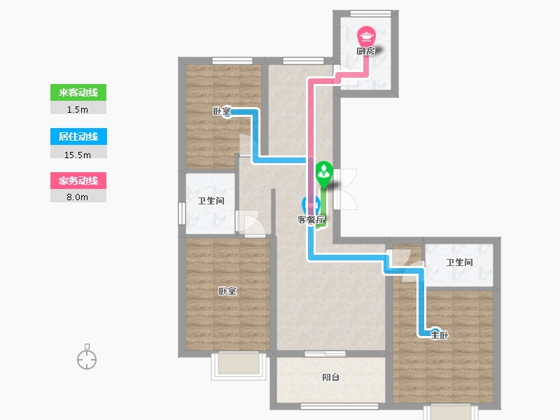 河北省-衡水市-君悦华府·温莎花园-105.00-户型库-动静线