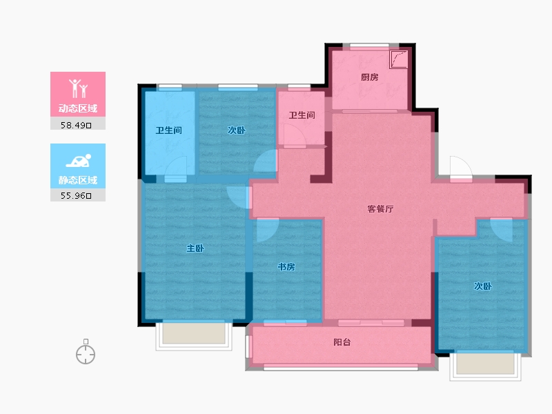 江苏省-南京市-中建熙元府-102.40-户型库-动静分区