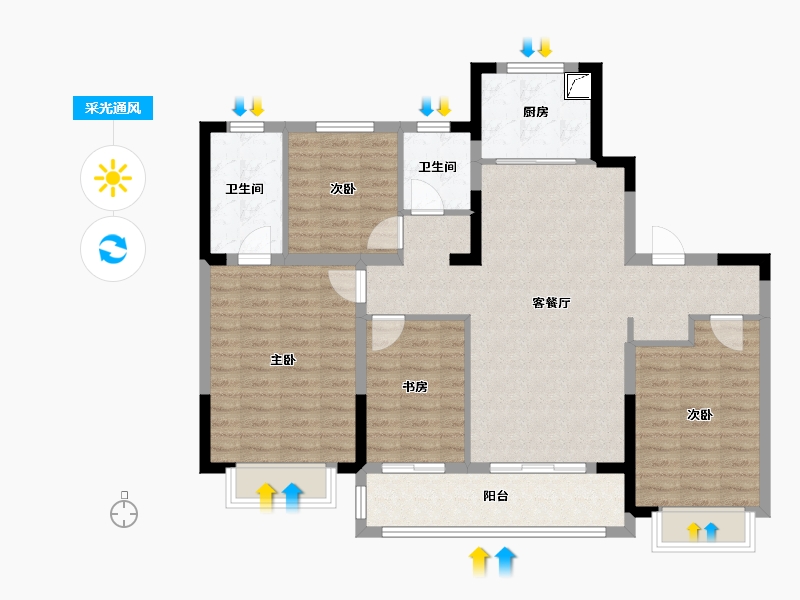 江苏省-南京市-中建熙元府-102.40-户型库-采光通风