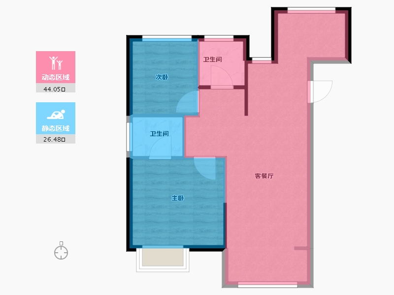 天津-天津市-中建·壹方九里-64.00-户型库-动静分区